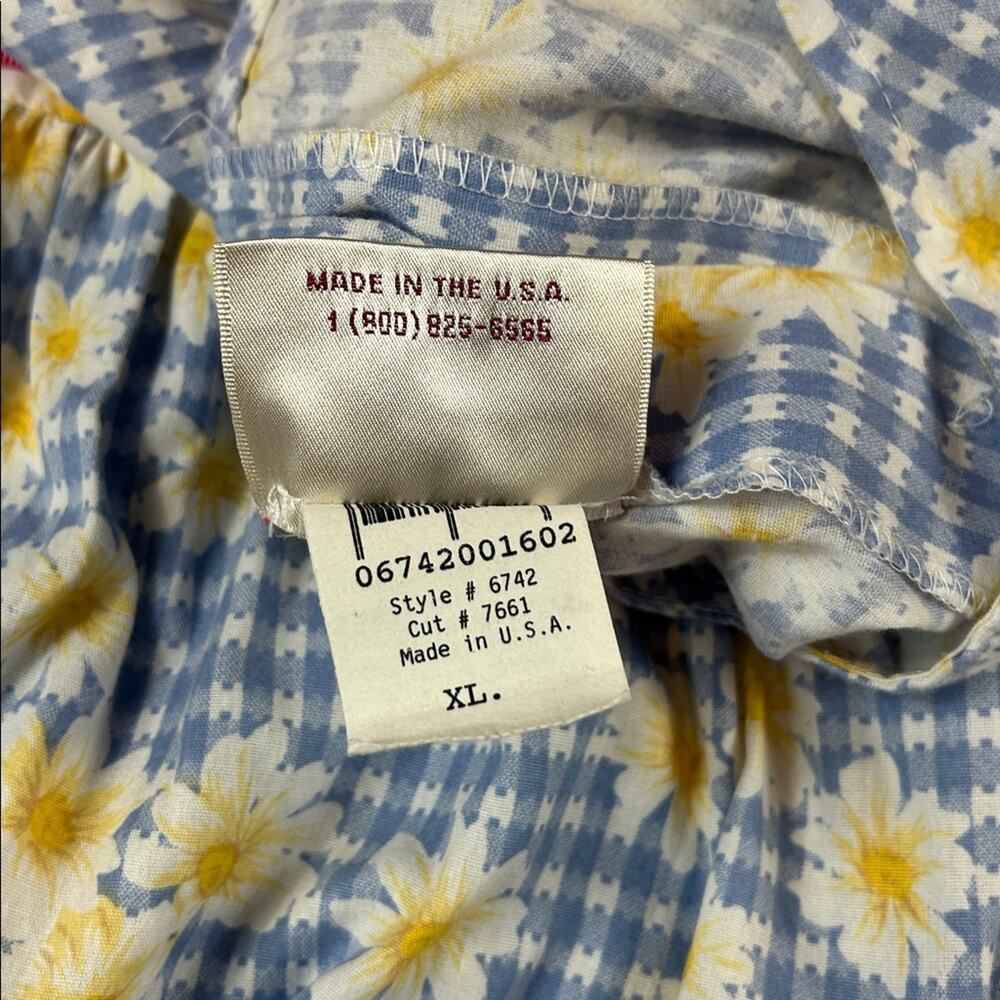Vtg 90s Storybook Heirlooms checkered floral cottagecore cotton jumper dress, XL - Picture 6 of 6